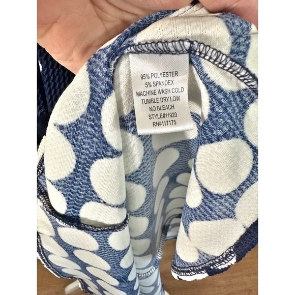 Haani- Navy/White Polkadot Sleeveless Princess Cut Dress- Size L - Picture 7 of 8